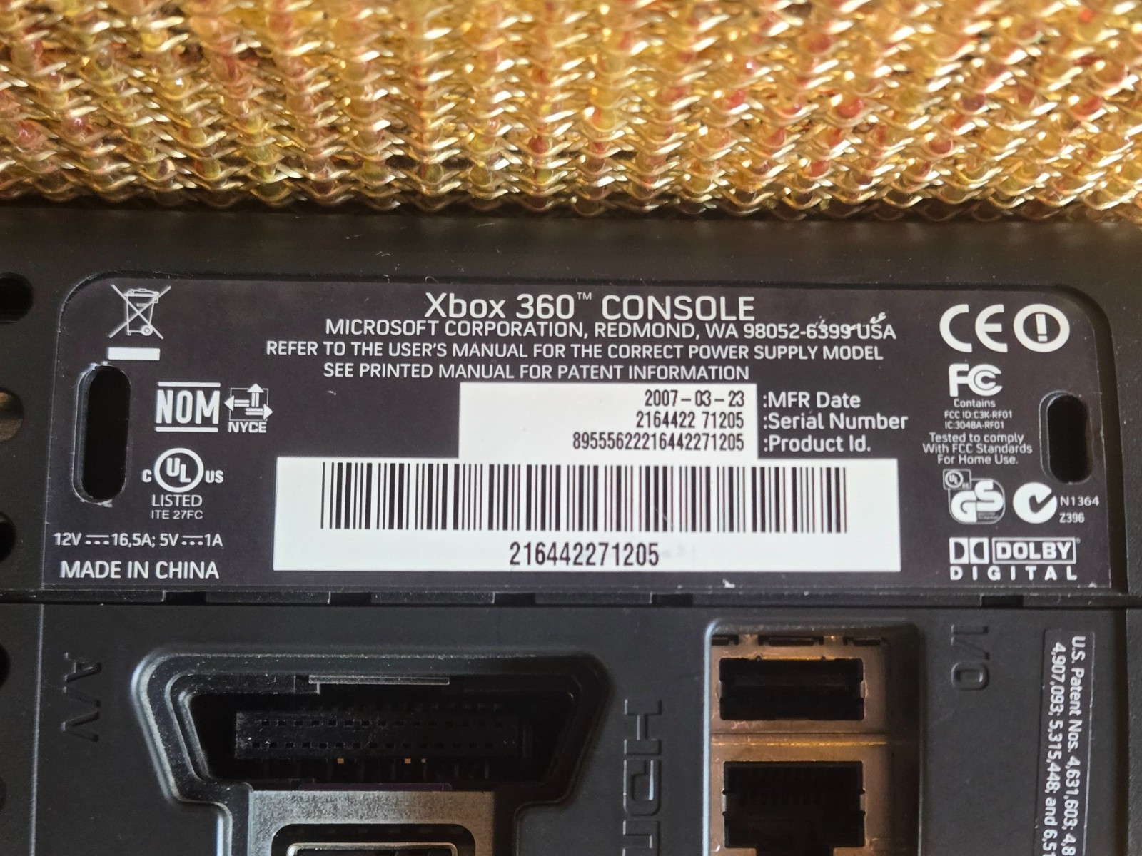 Microsoft Xbox 360 Fat Gaming Console + OEM Controller + Cables + 120GB HD