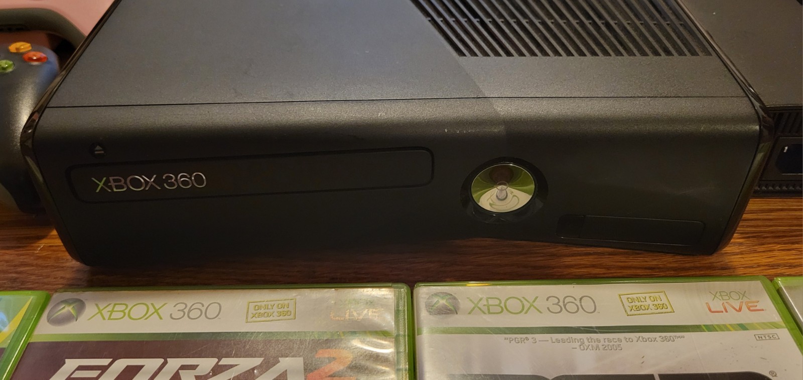 Xbox 360 Slim Console Bundle Black 2 Controllers 4 Games Disney Infinity 3.0 Lot