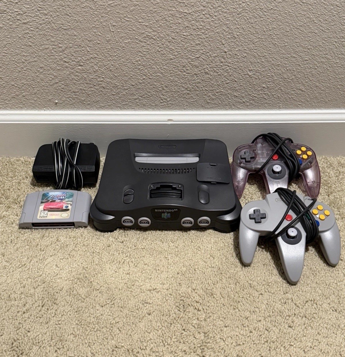 Nintendo 64 N64 Console Bundle 2 OEM Controllers Jumper Pak Cruis’n USA Tested