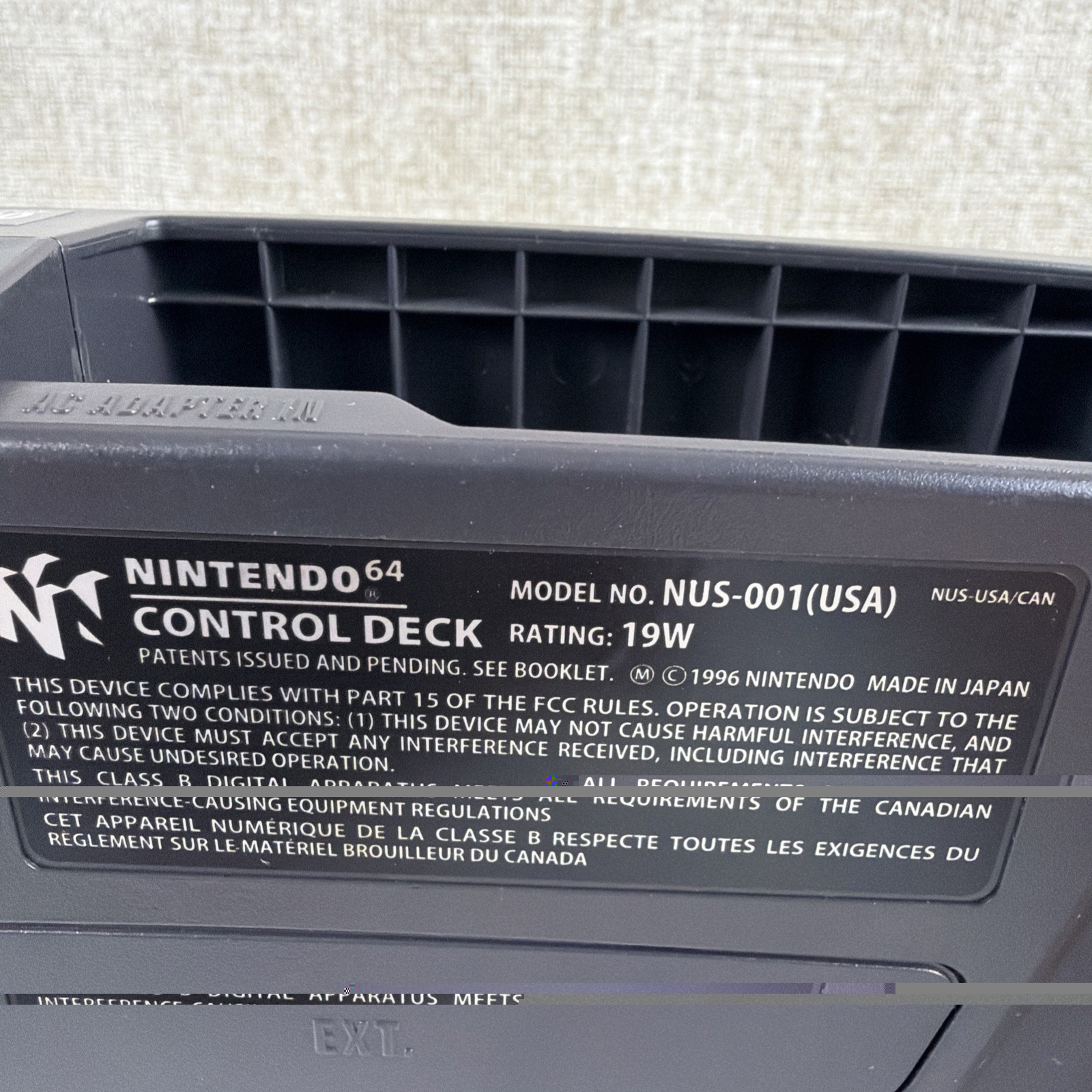 Nintendo 64 Console ONLY – NUS-001 (USA) – Charcoal Tested Working W/ Jumper Pak