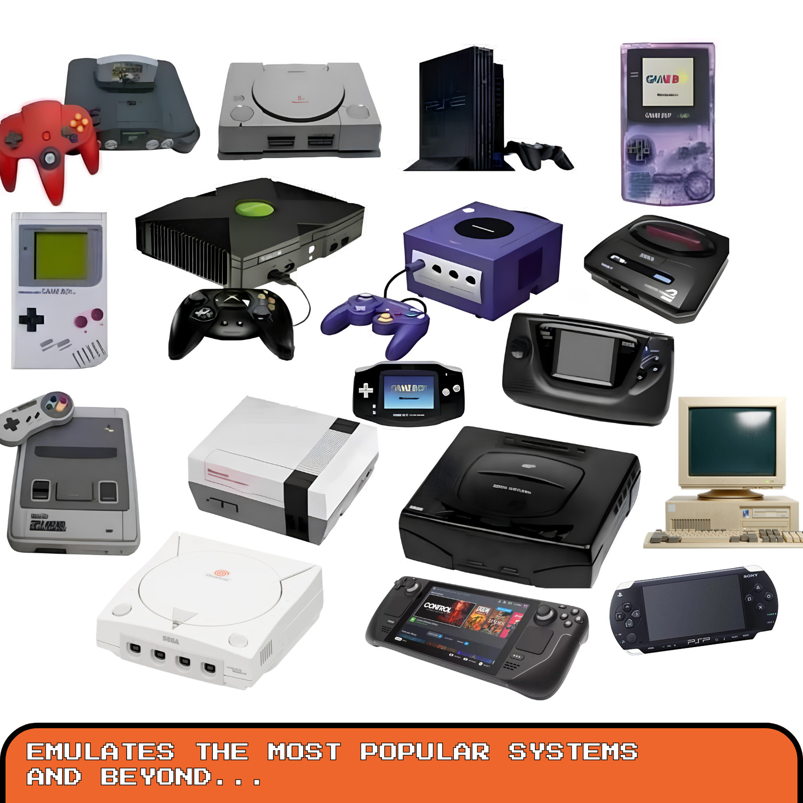 Retro Gaming Console Mini PC Batocera 128GB 8GB RAM Emulator Wireless Controller