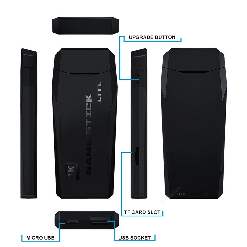 M8 4K Mini Game Stick,40000 Built-in Games with Twin 2.4G Wireless Controllers