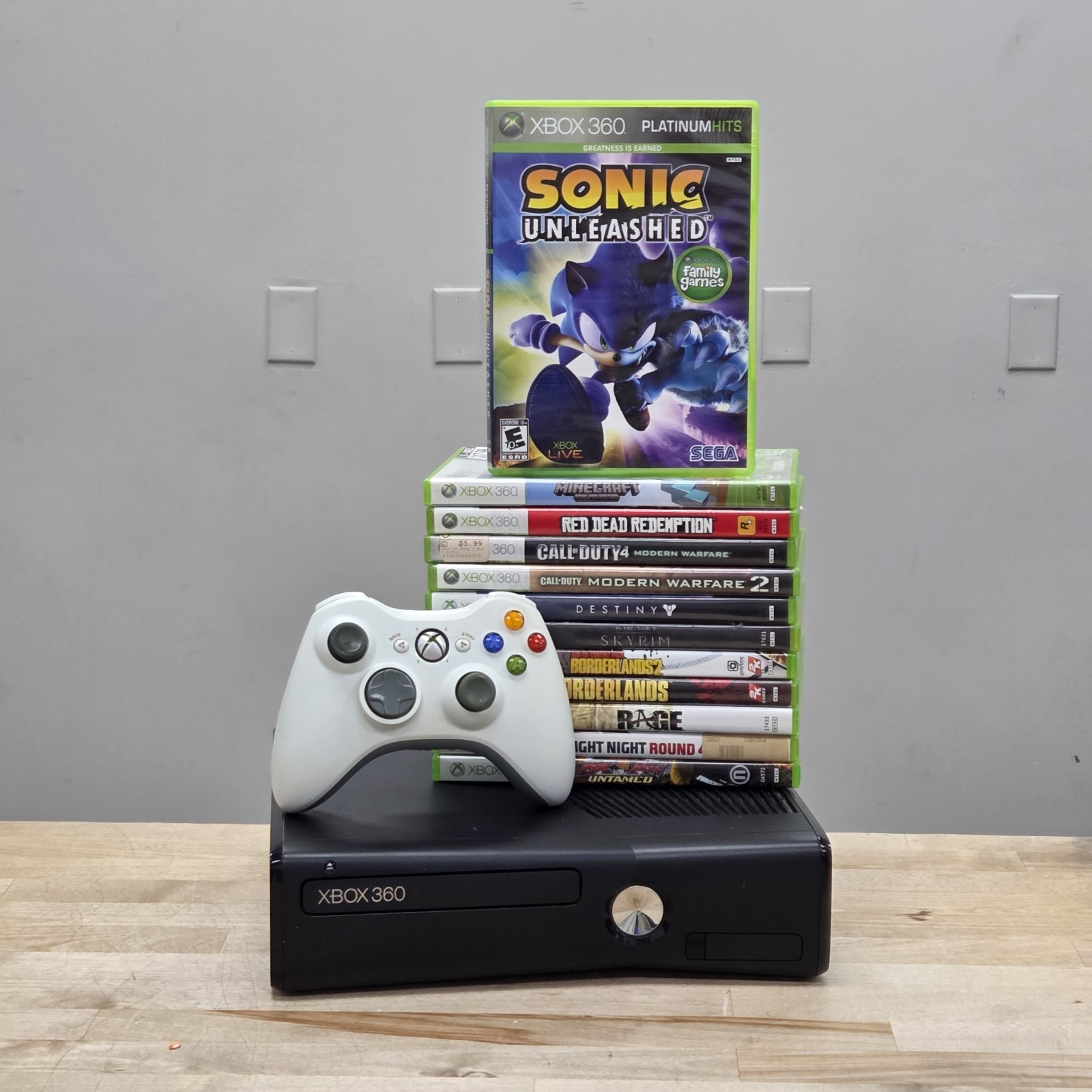Microsoft Xbox 360 S Slim 500GB Console Model 1439 Bundle W/ 12 Games LOT