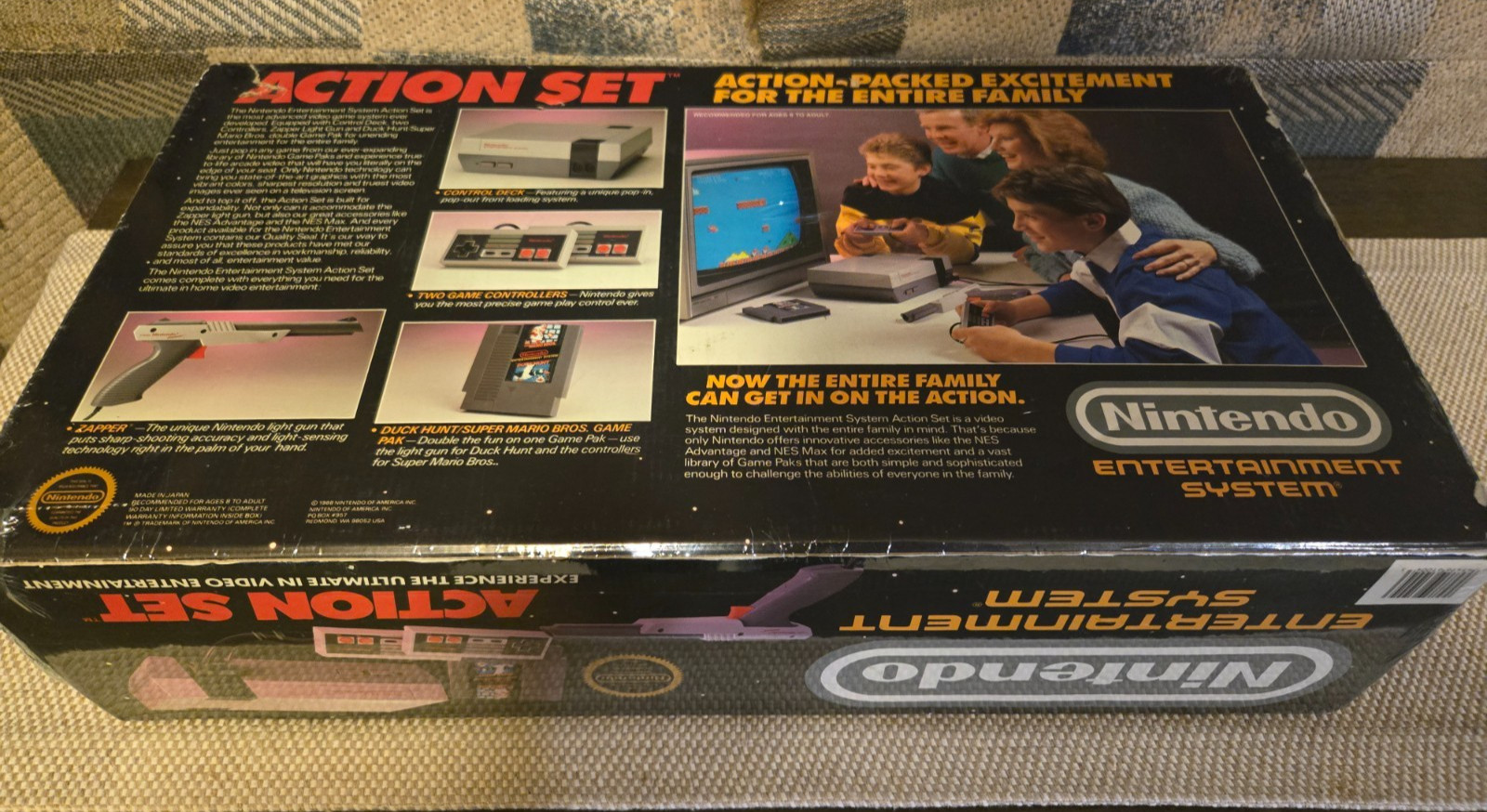 Vintage Nintendo NES Action Set Home Console, Complete In Box + Mario /Duck Hunt