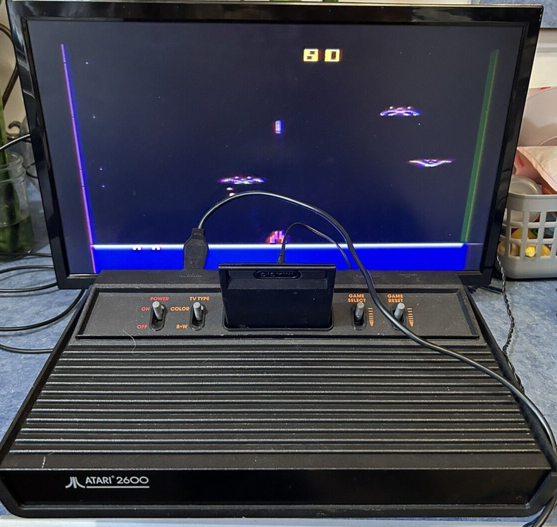 Atari 2600 Darth Vader Black Console 1 Controller OEM Power Cord Tested WORKS!!!