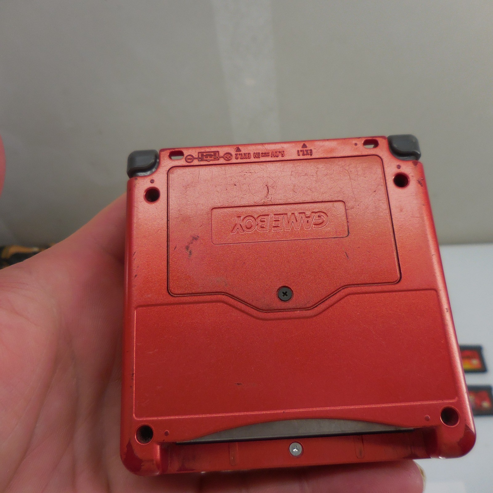 Nintendo Game Boy Advance SP Flame Red Console Bundle W/4 Games & Charger Tested
