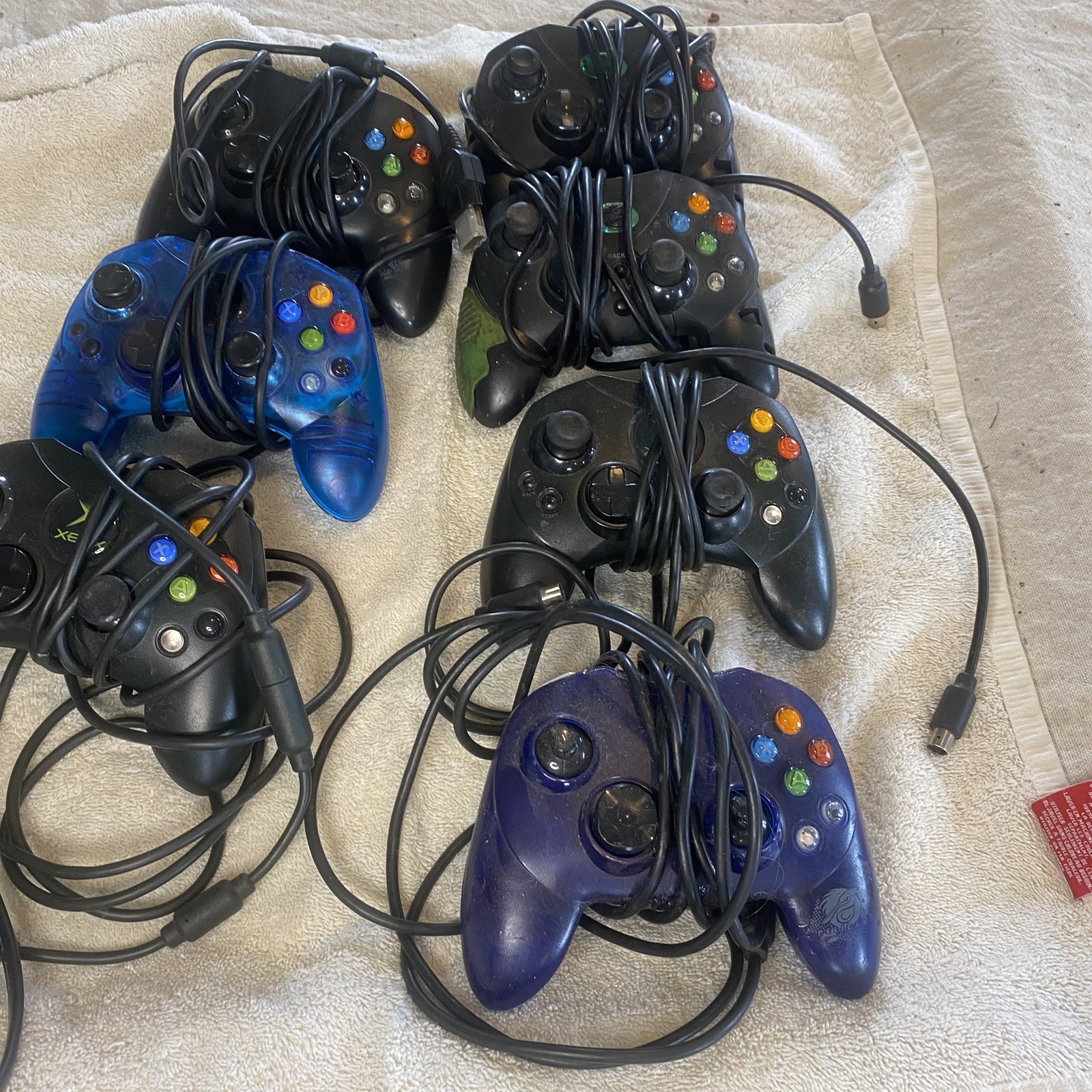 OG XBox with 7 Remotes and 5 games