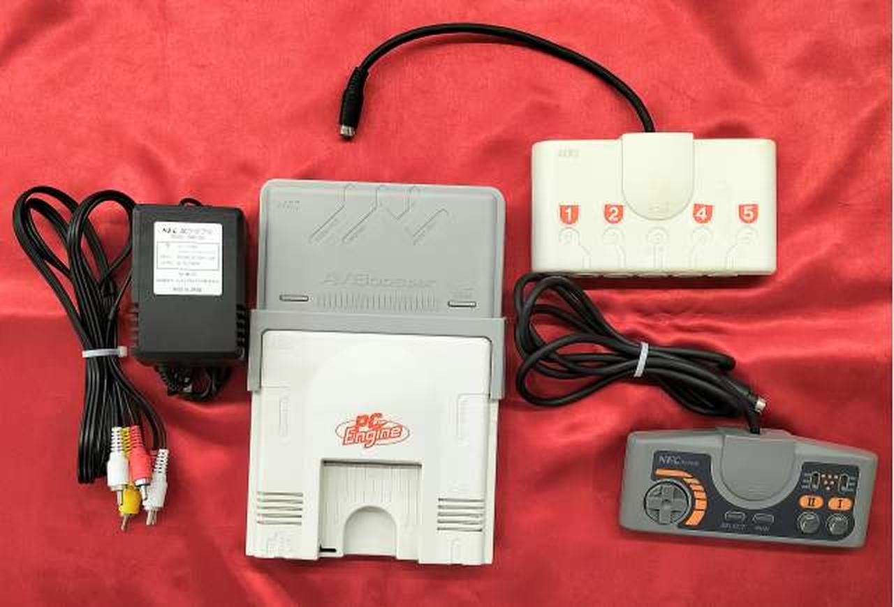 NEC PC Engine Home Console Set MultiTap AV Booster PI-TG001 Japan NTSC-J Retro