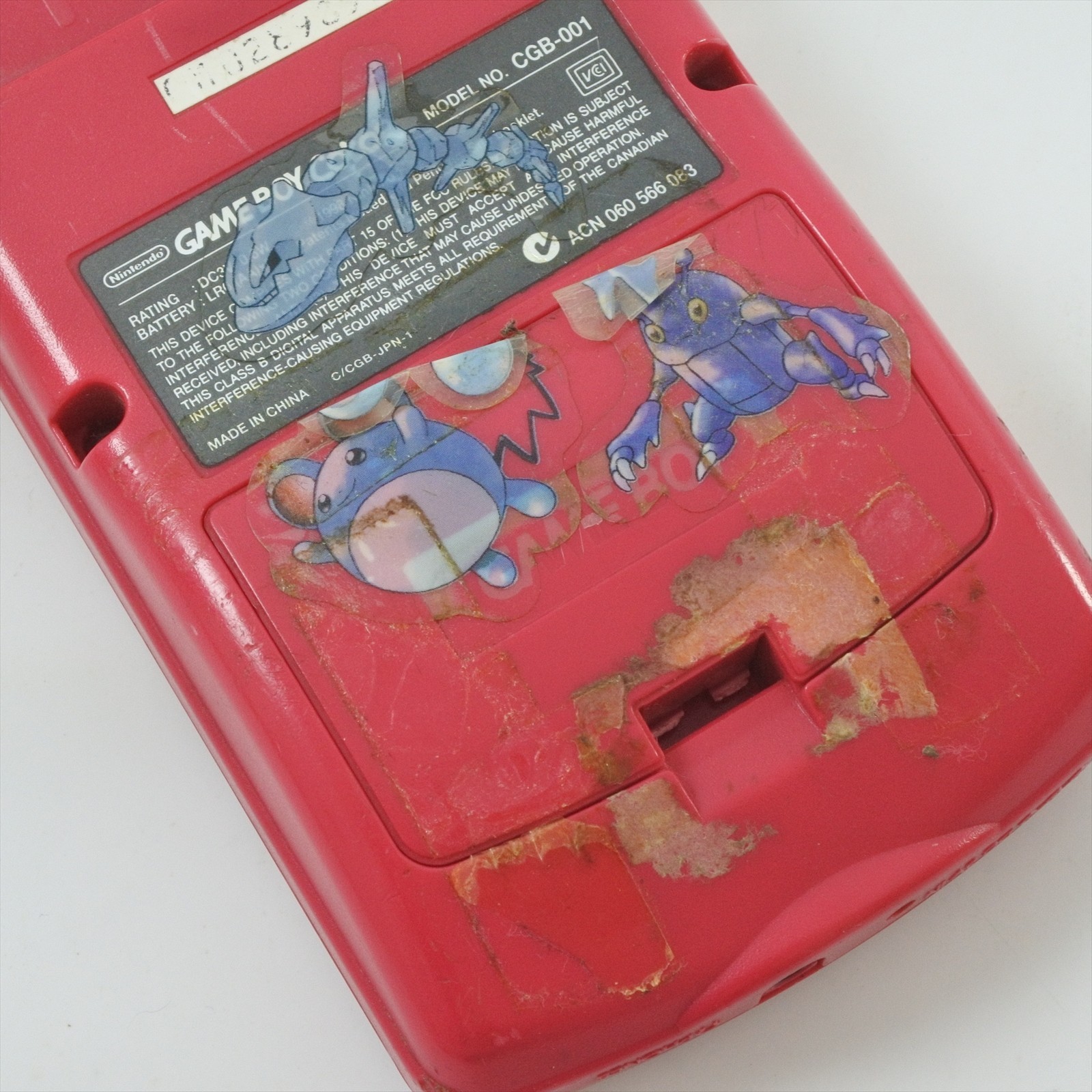 JUNK Gameboy Color RED Console CGB-001 NO Sound Nintendo made in CHINA 9892 gb