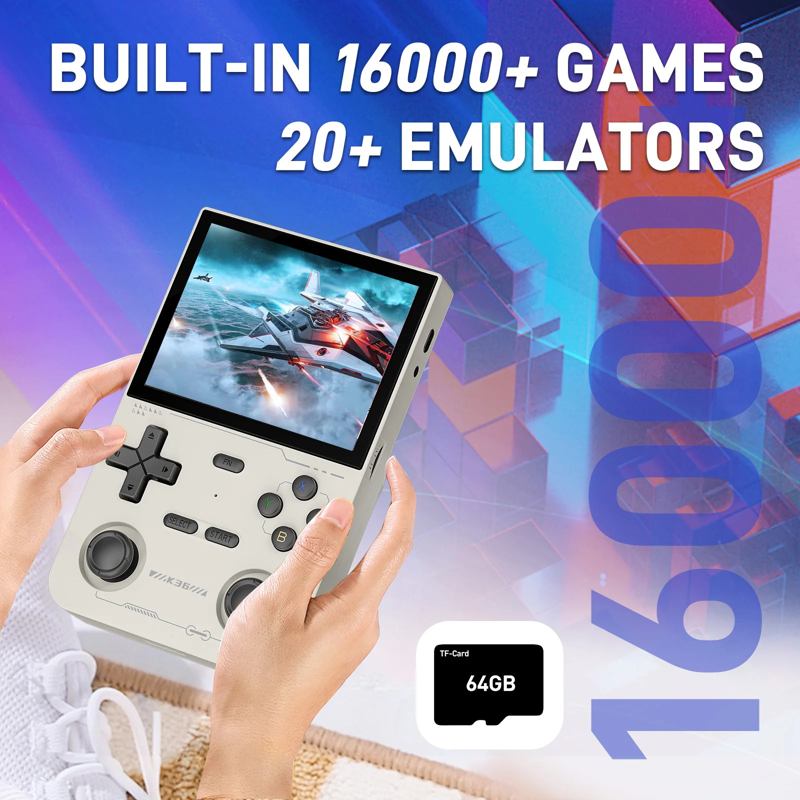 K36 Handheld Retro Gaming Console 64GB IPS Kids Play Video Game Console Fun Gift