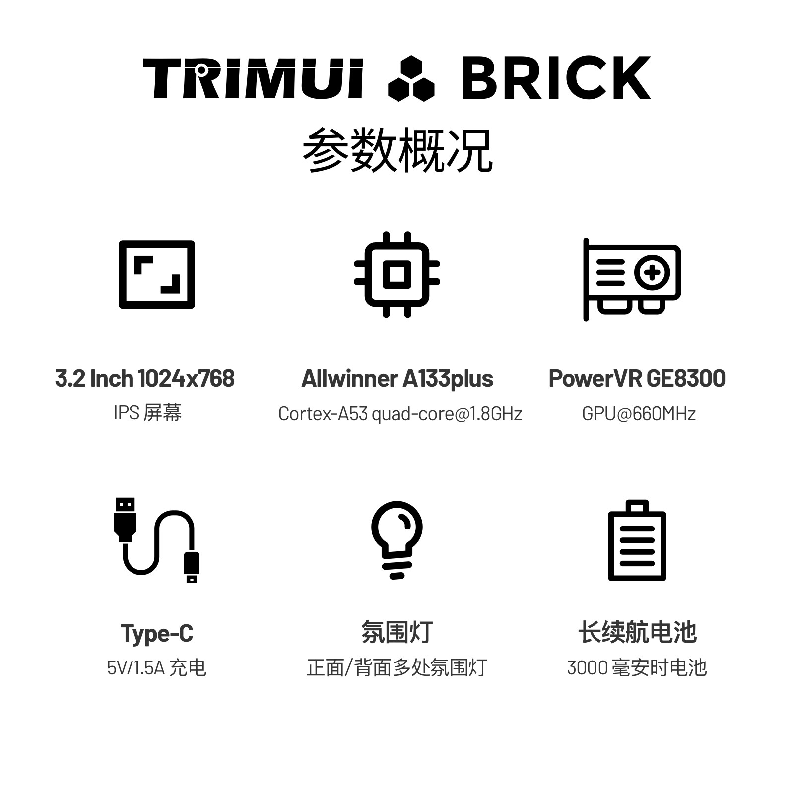 TRIMUI BRICK Retro Handheld Game Console, 3.2″ IPS 1024×768 Screen