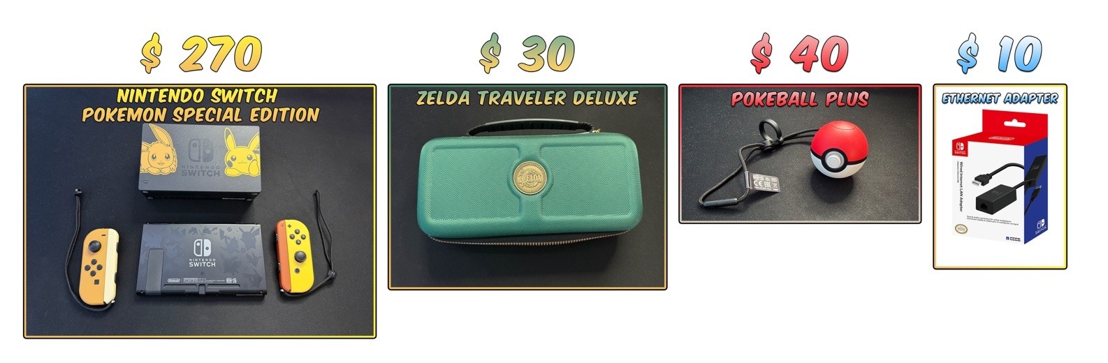 Nintendo Switch Let’s Go! Pokemon + Zelda deluxe Travel Case + Pokeball Plus