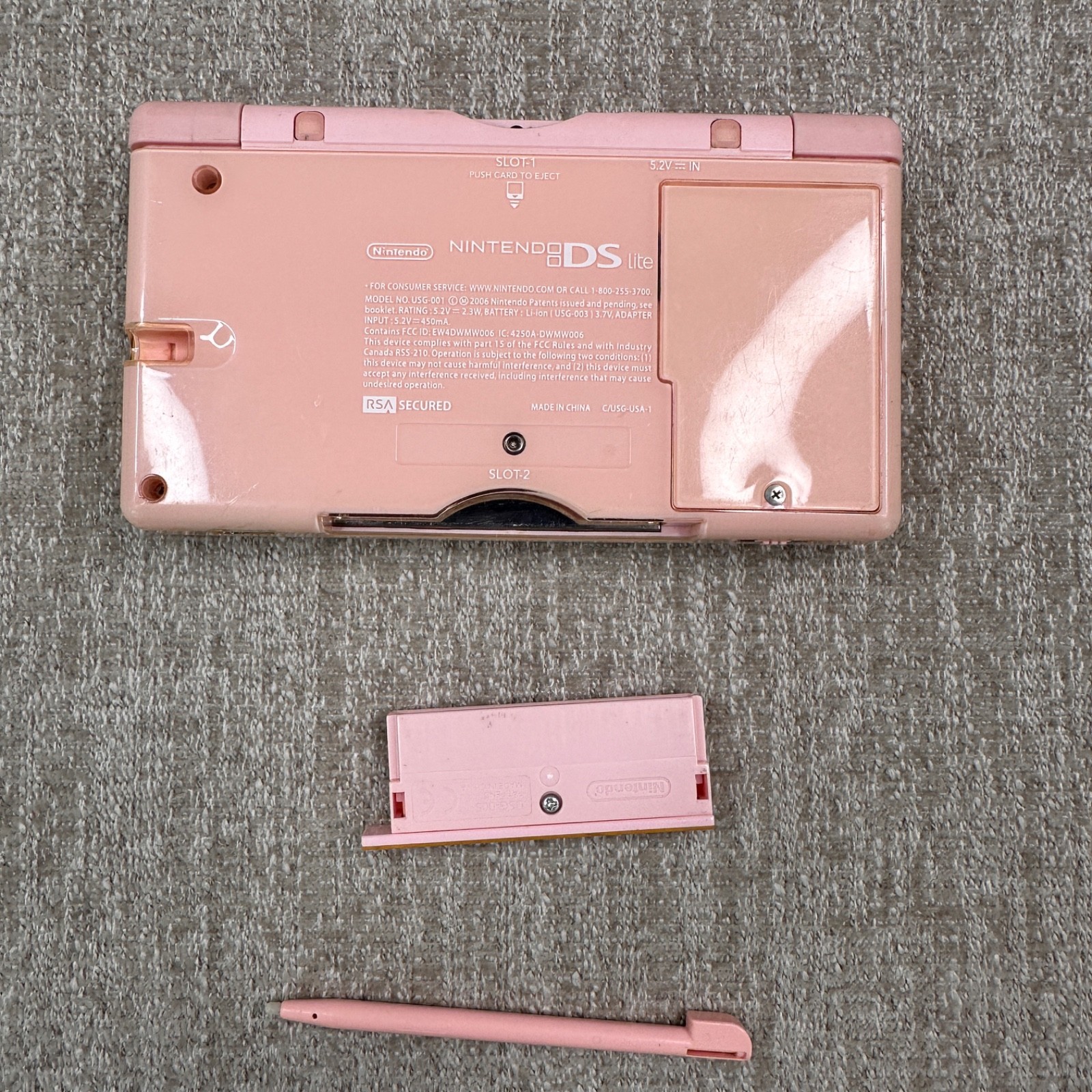 All OEM Nintendo DS Lite PINK With Box, Case, Charger, Manuals Tested Working