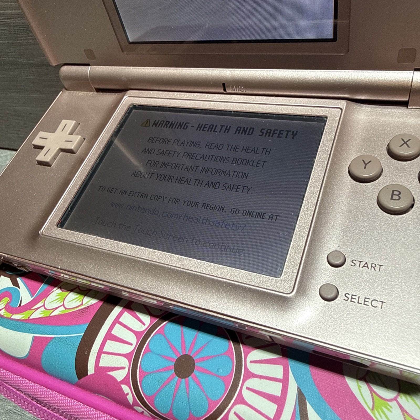 Nintendo DS Lite with Case USG-001- Metallic Rose Tested Works – No Charger!