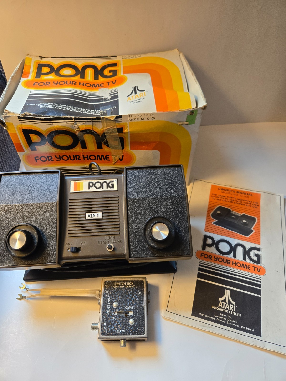 Atari C-100 Pong Console in original box with instructions