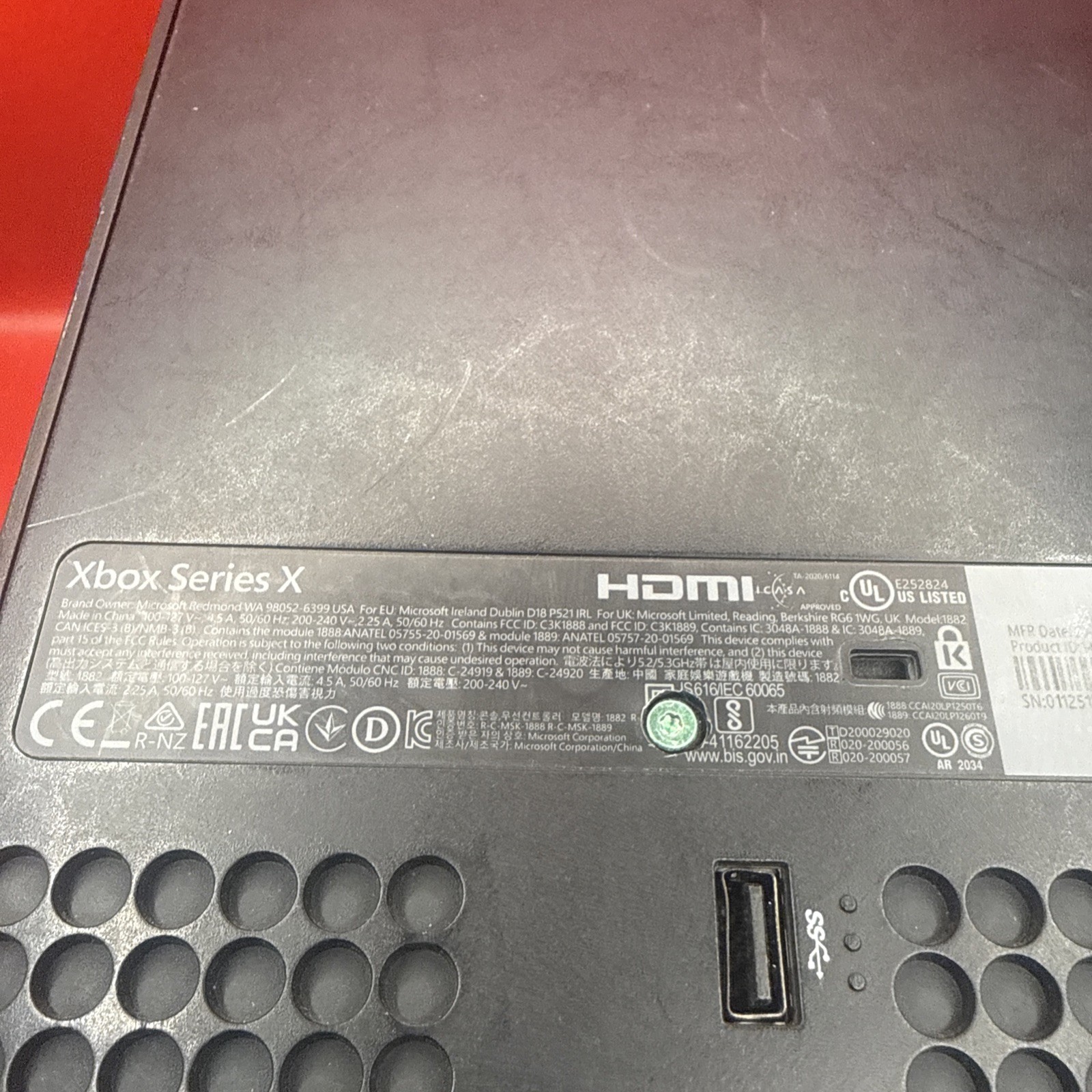 Microsoft Xbox Series X 1TB Console Only 1882 For Parts Turns On Then Turns Off