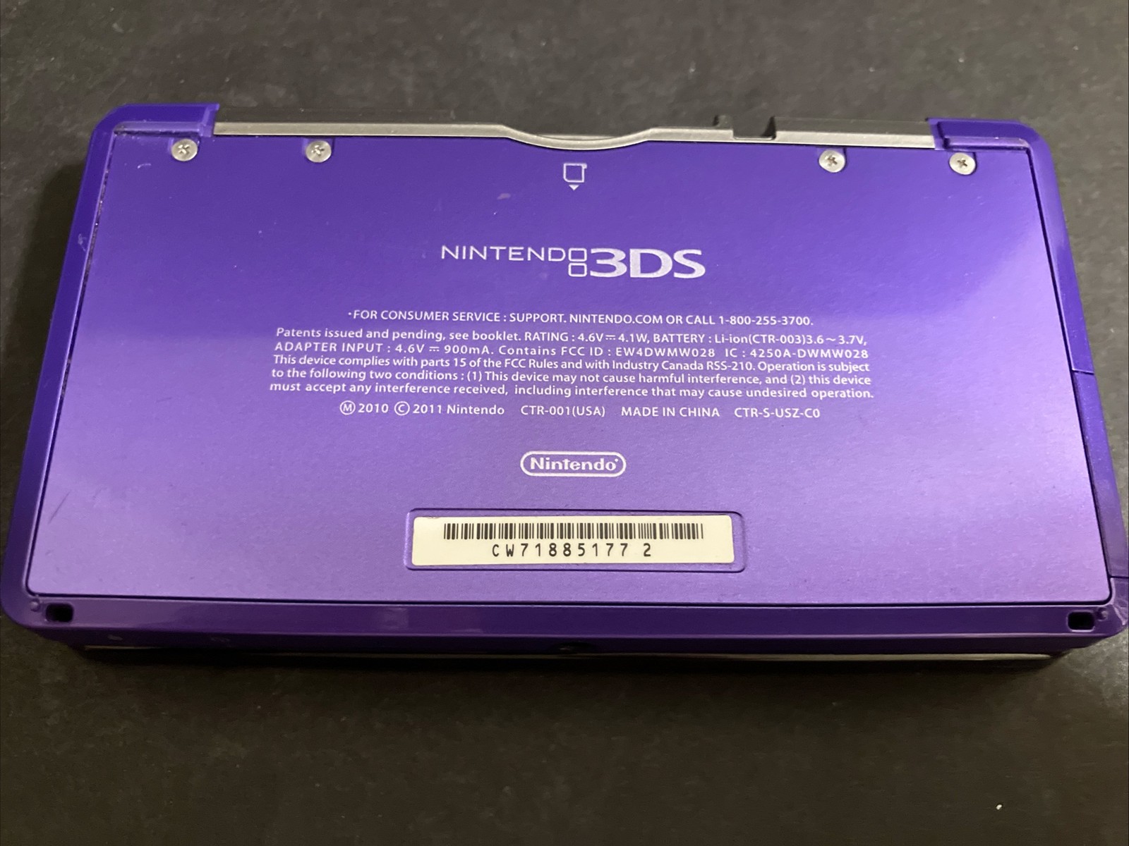 Nintendo 3DS Midnight Purple Handheld Console USA Version CIB Different Serial#