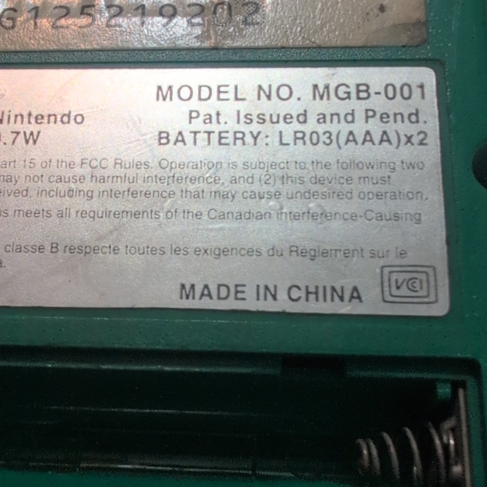 Nintendo Game Boy Pocket Green Handheld System MGB-001 w/ Headphone Jack 1996