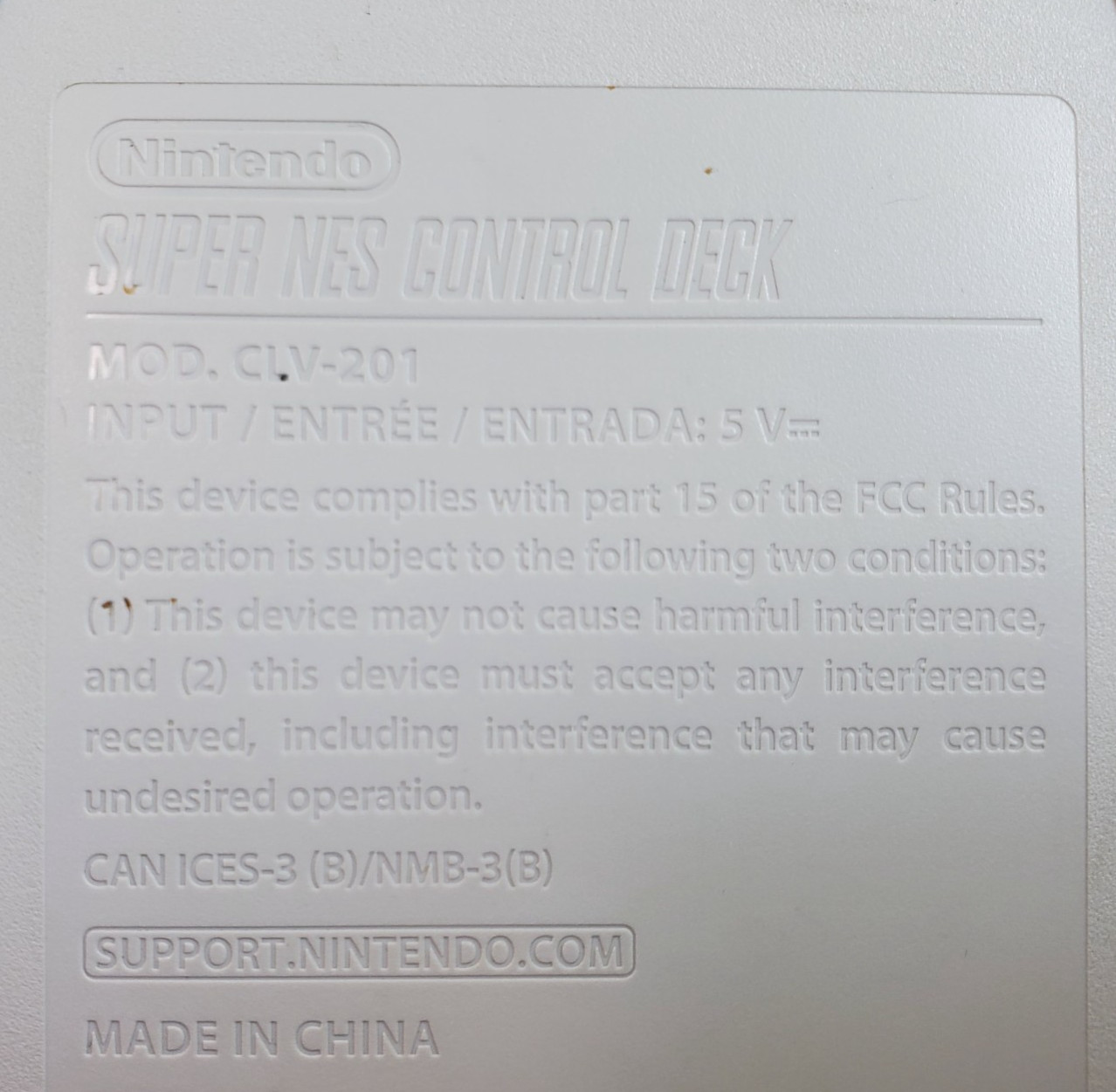 Super NES Control Deck Model CLV-201 Mini Super Nintendo Classic Edition