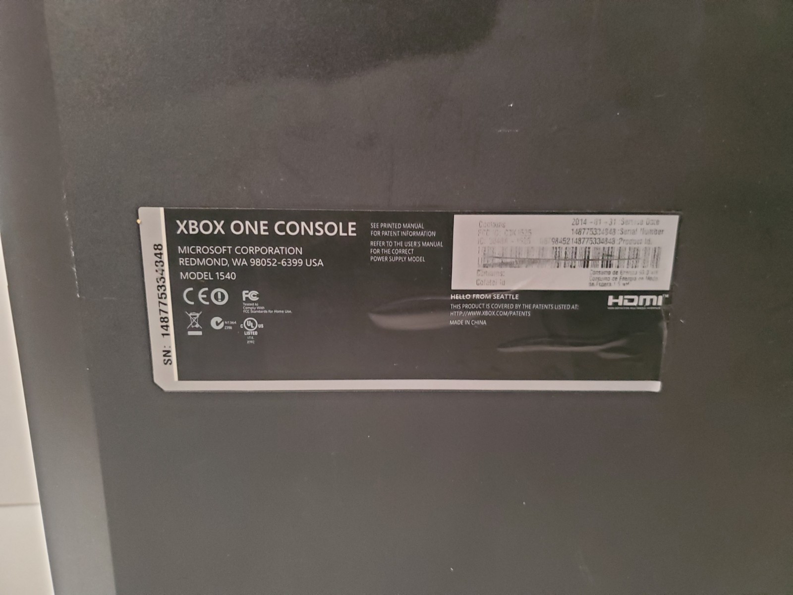 Microsoft Xbox One 500GB Black Console Model 1540 with AC Power Supply Adapter
