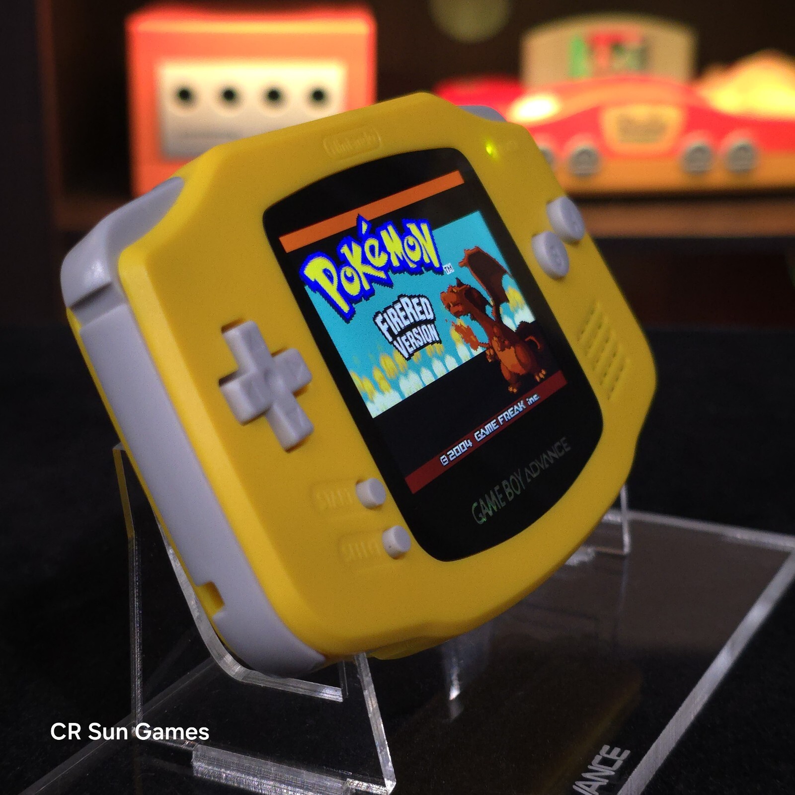 Yellow Game Boy Advance GBA Console with iPS V5 Backlight Backlit LCD MOD