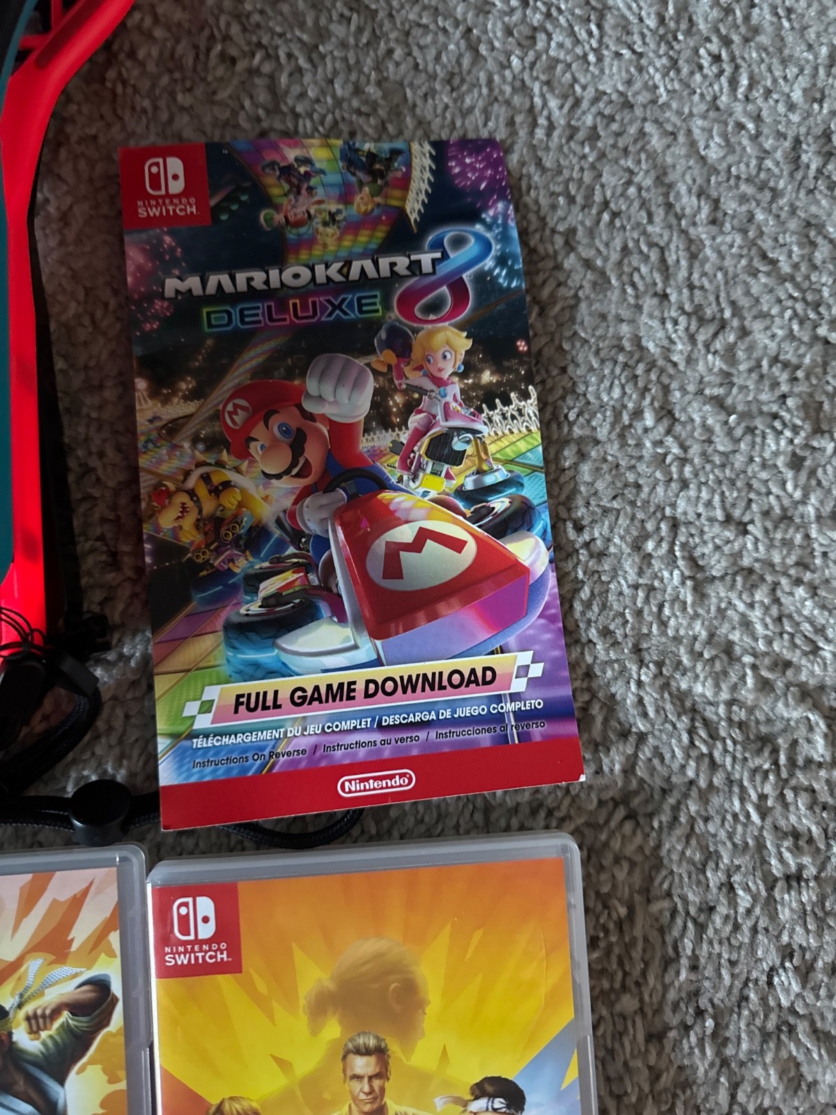 Nintendo Switch HAC-001(-01) with Blue and Red Joy-Con Controllers and Mario…