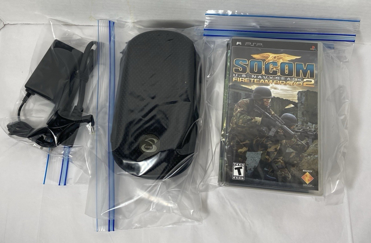 Sony PSP 1001 PlayStation Portable Handheld Console with 4 Games & Case TESTED