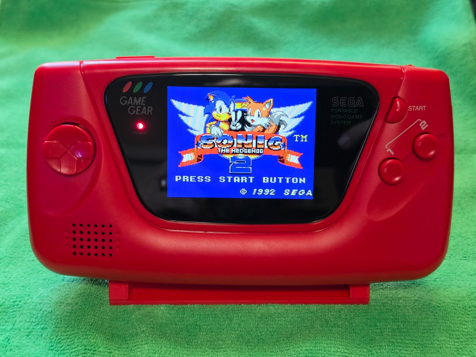 Sega Game Gear w/ New Larger LCD Screen, USB-C Rechargeable, Red Shell