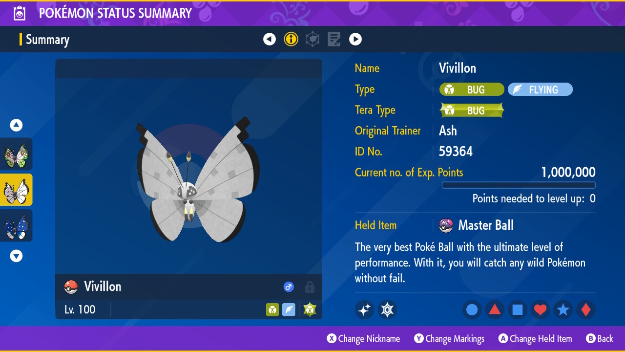 Vivillon All Forms 6iv 🌟 Shiny 🌟 & Non Shiny Pokemon Scarlet and Violet Home