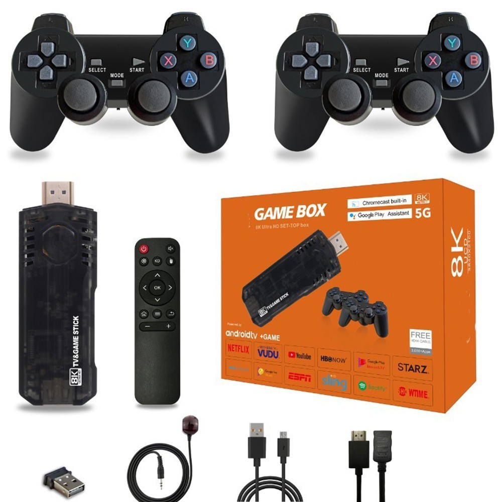 Game Stick 64G 8K HDMI Low Latency Dual Handle Portable TV Video Game Console