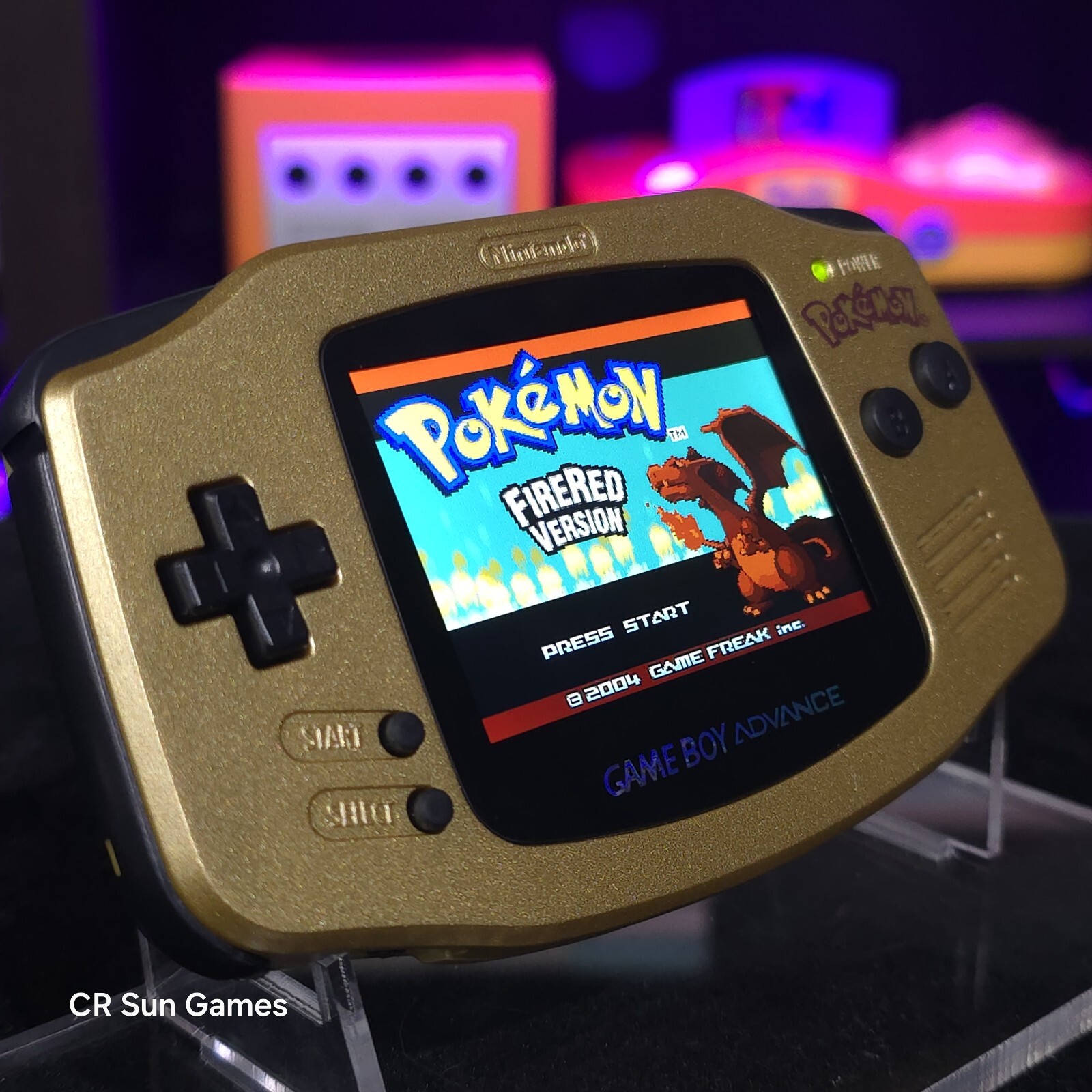 Gold Pokemon Game Boy Advance GBA Console with iPS V5 Backlight Backlit LCD MOD