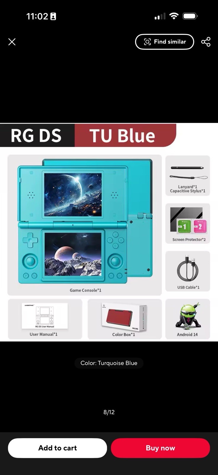 ANBERNIC RG DS Handheld System Dual IPS HD Screens Capacitive Stylus Black Red