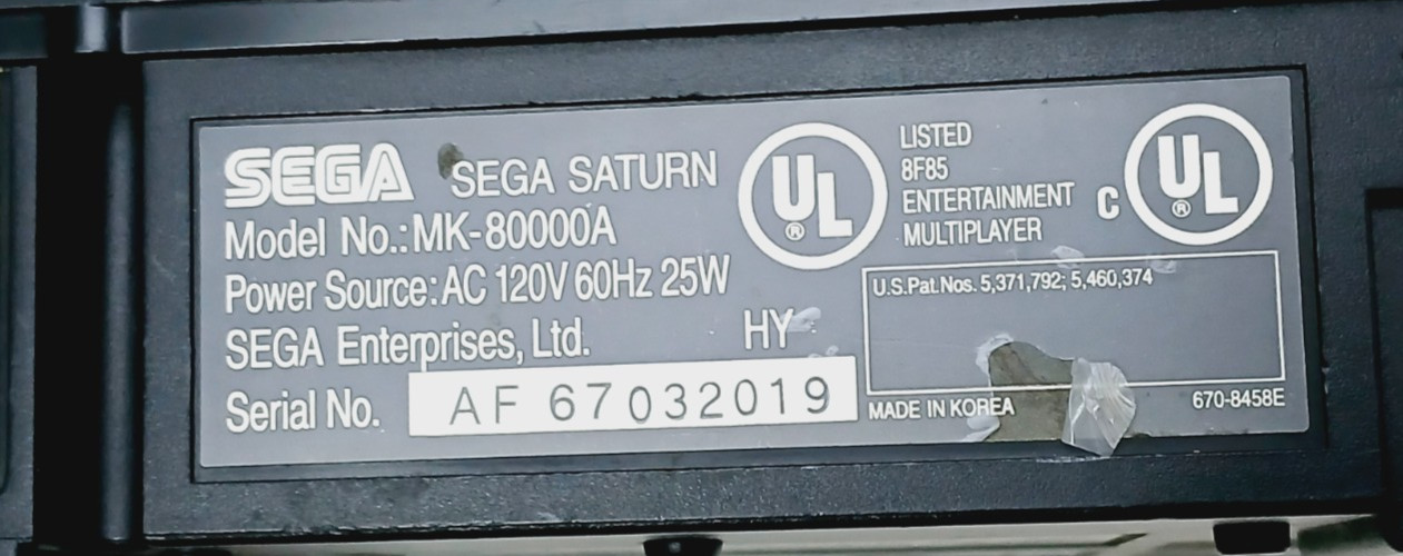 Sega Saturn Console System Model MK-80000A – For parts only