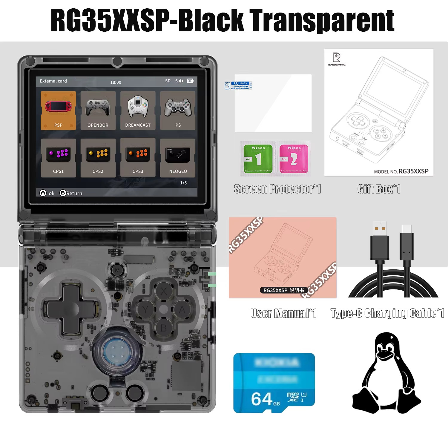 NEW RG35XXSP Flip Handheld Game Console 3.5 Inch IPS Clamshell Video Gaming Cons