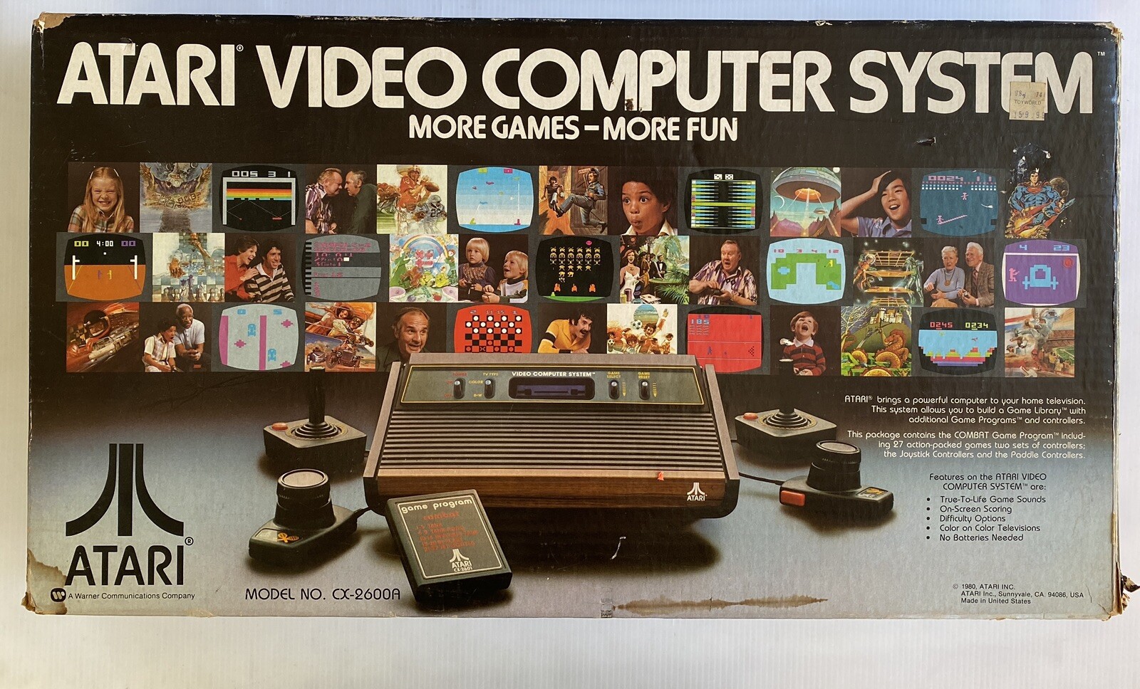 VINTAGE Atari CX2600A Video Game Console, Controllers, 6 Games, Original Box