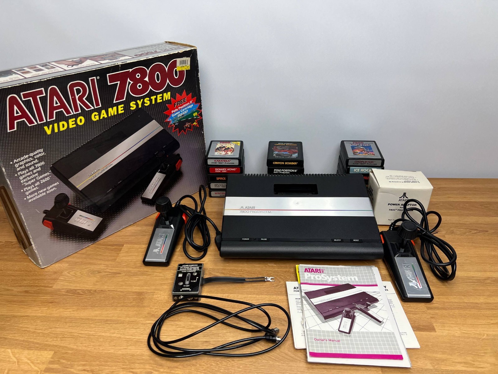Atari 7800 ProSystem Console Bundle 15 Games Box Manuals Tested Working
