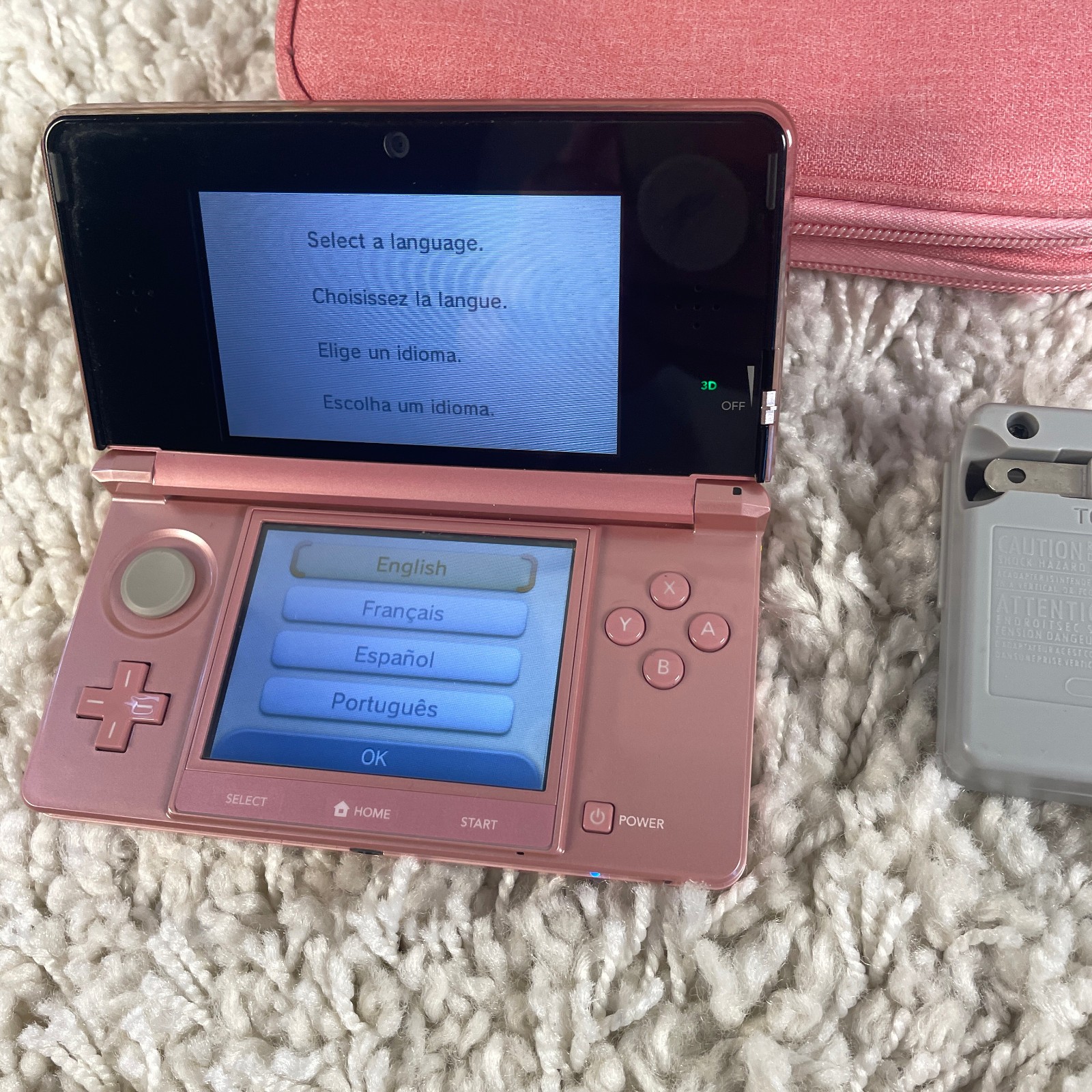 Nintendo 3DS Pearl Pink Handheld Handheld Console System CTR-001 Tested