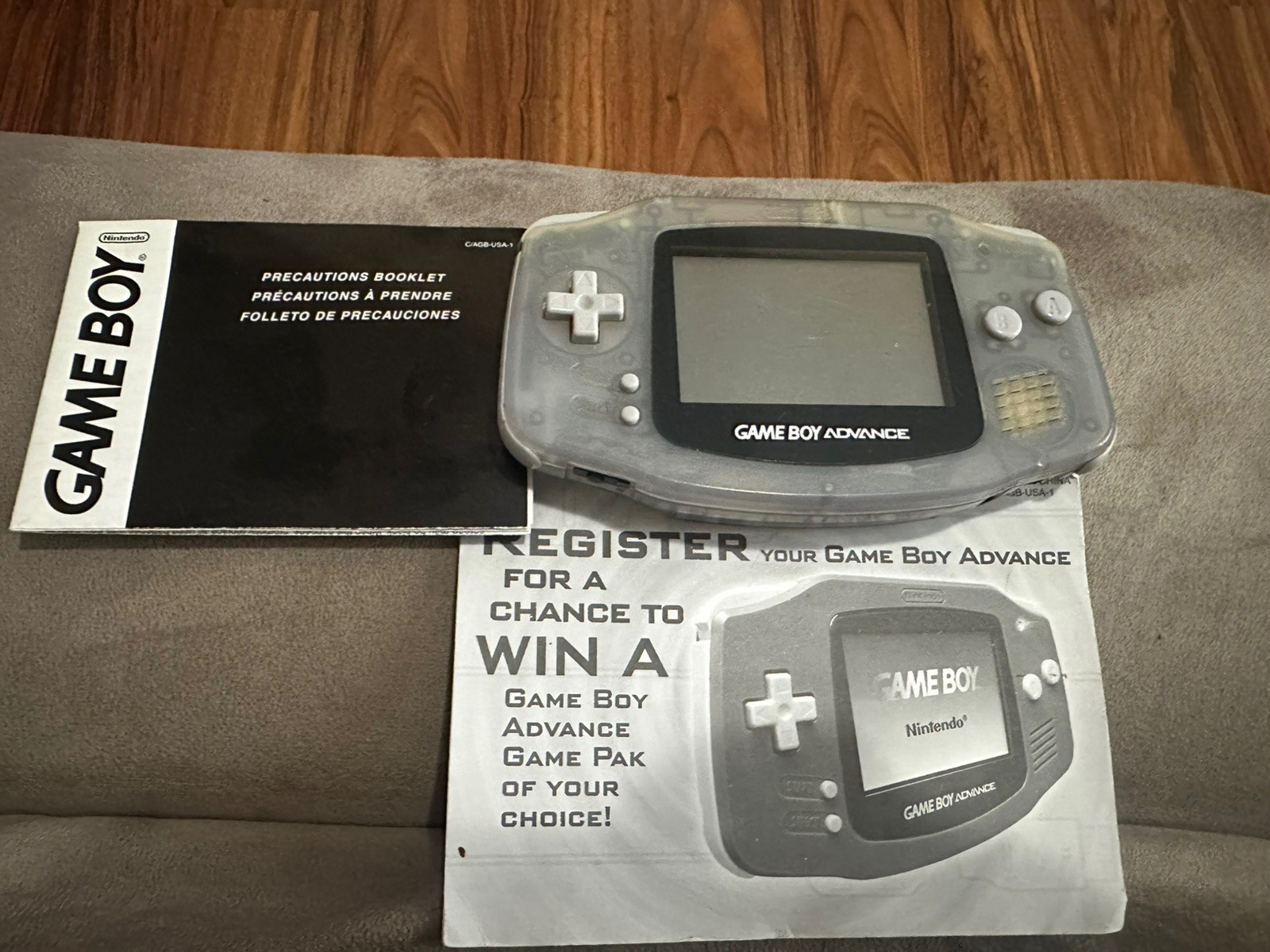Nintendo Game Boy Advance AGB-001- Clear Glacier- Tested!