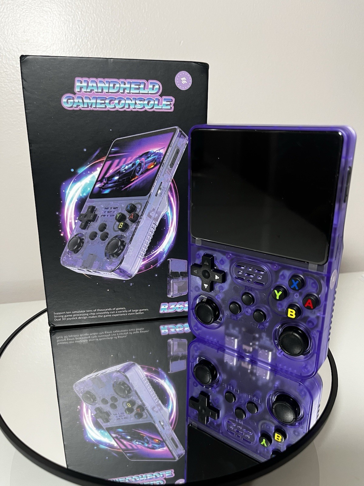 R36S Purple Handheld Game Console, Dual 3D Joystick, IPS Screen, Bluetooth