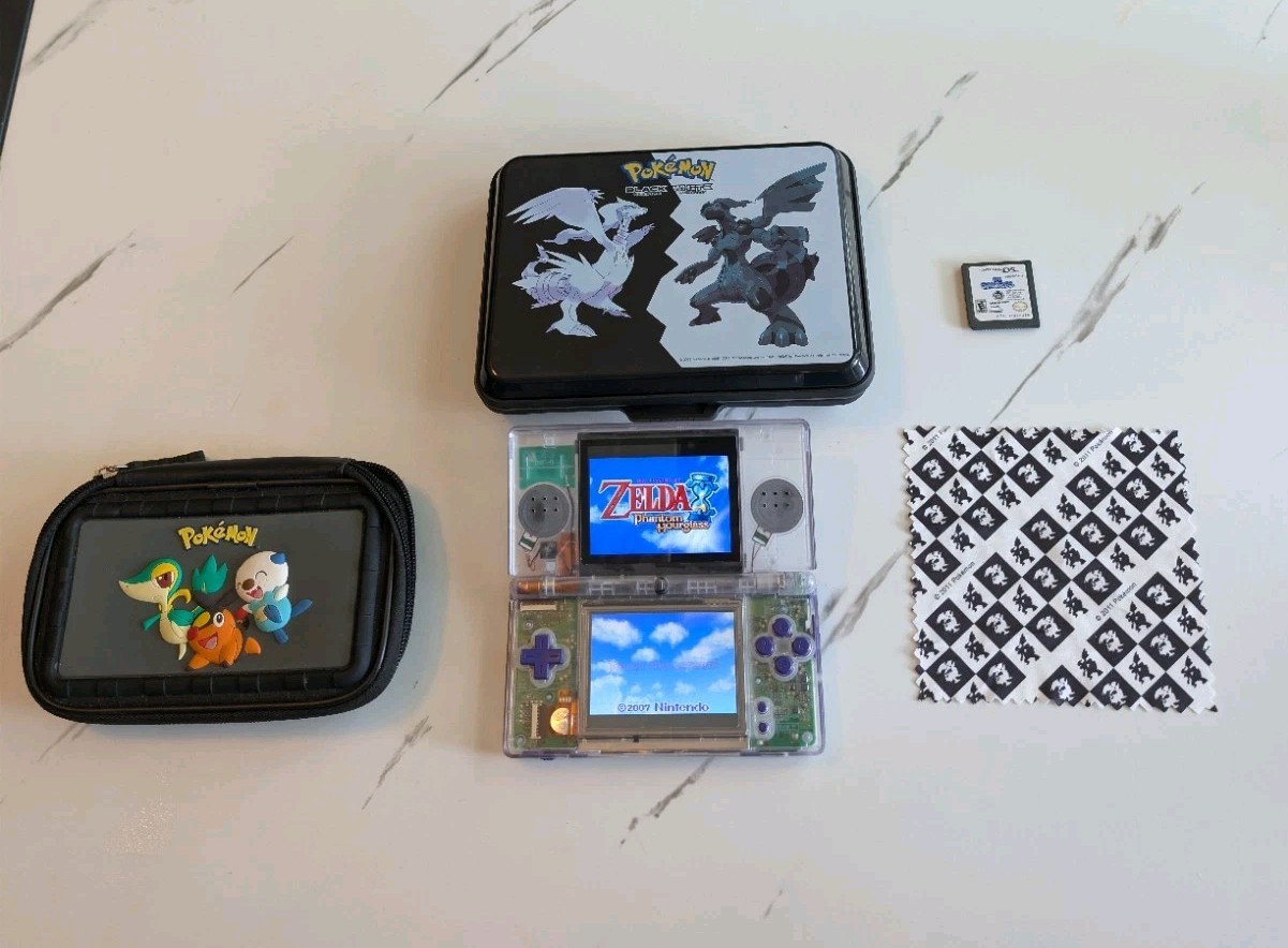 Nintendo DS Lite Console Clear And Purple Zelda Bundle