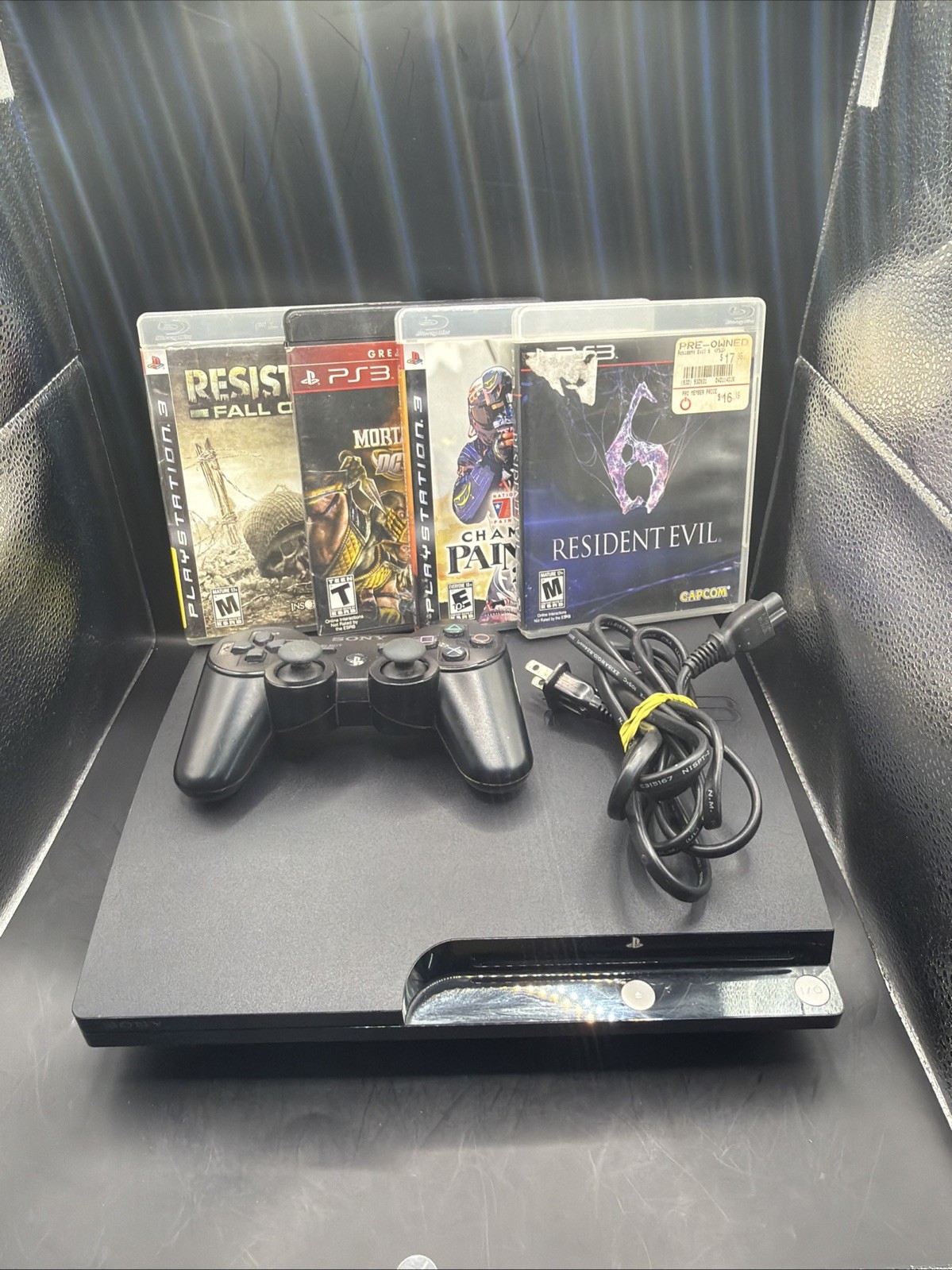 Sony PlayStation 3 PS3 Slim 120GB CECH-2001A Bundle, Controller, 4 Games
