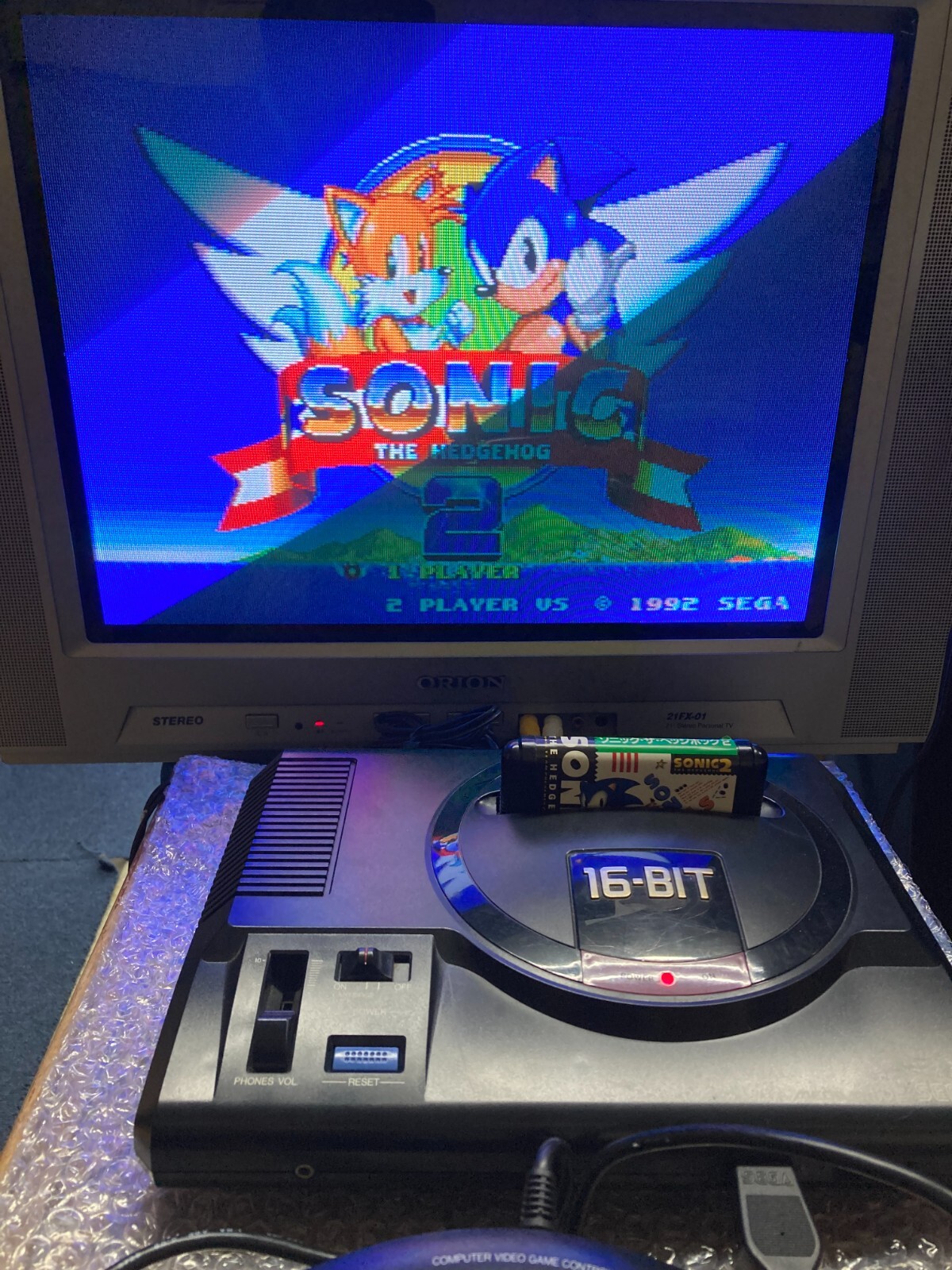 MEGA DRIVE PLUS 1 SONIC Console Boxed Tested System +1 games SEGA Japan#02