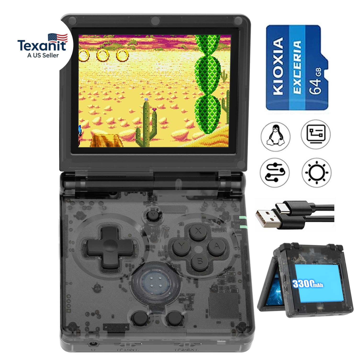 RG35XXSP Flip Portable Retro Handheld Game Console,Rg 35XXSP 3.5 Inch IPS Screen