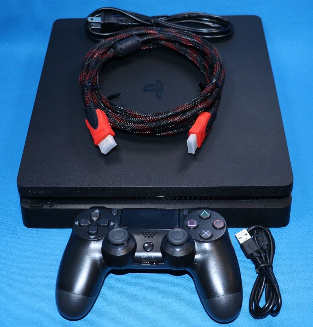 Sony PlayStation 4 SLIM Black 500GB Video Game System Bundle PS4 New Controller