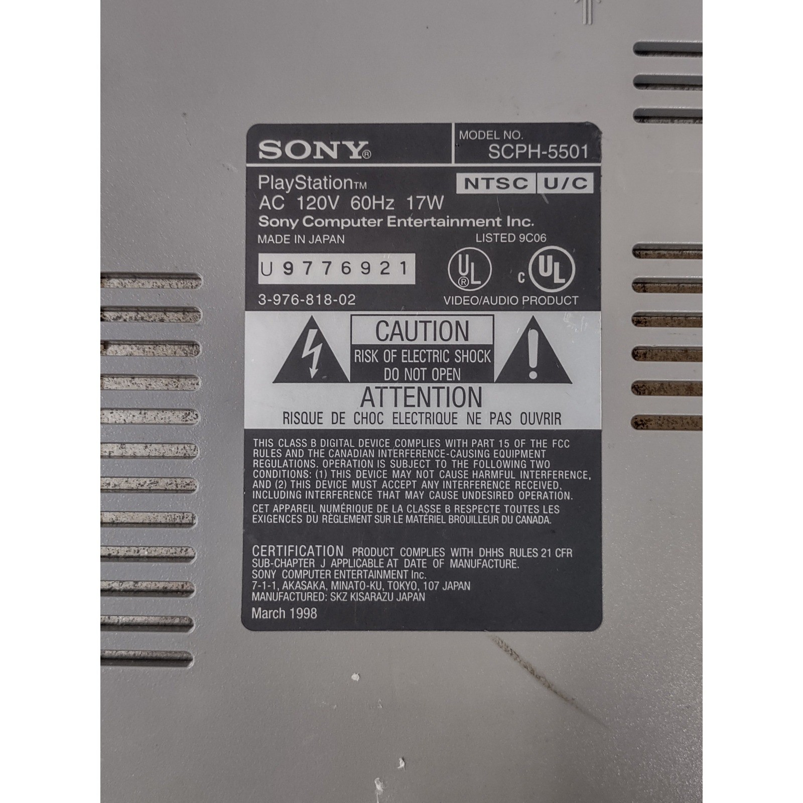 Sony PlayStation 1 PS1 Console Bundle SCPH-5501 Gray Controller Cables 1998