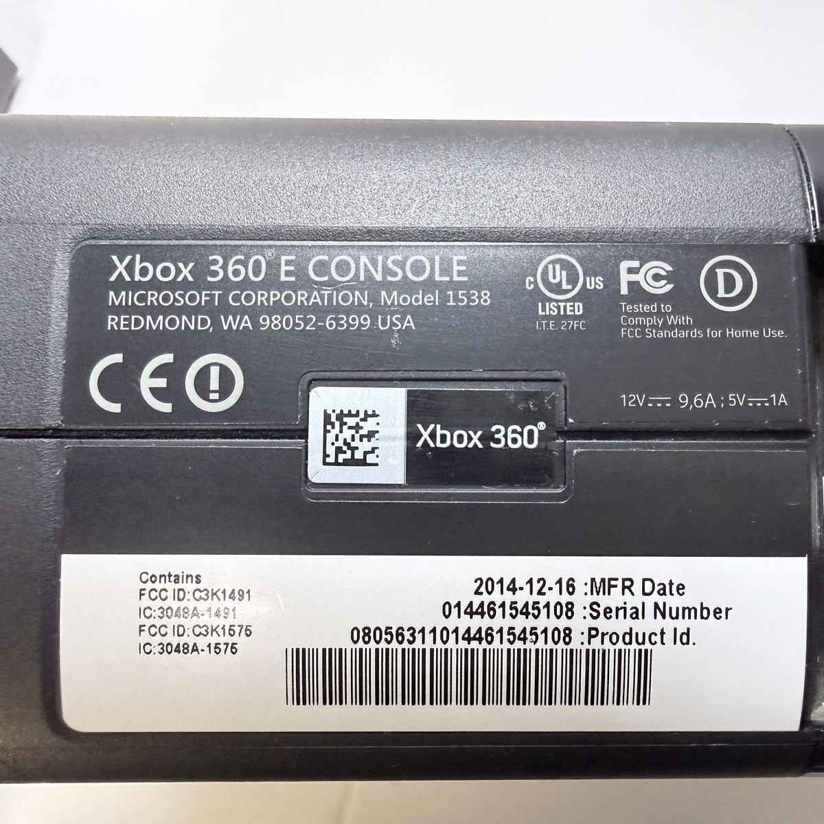 Microsoft Xbox 360 E Console Black Good Condition with Power Supply