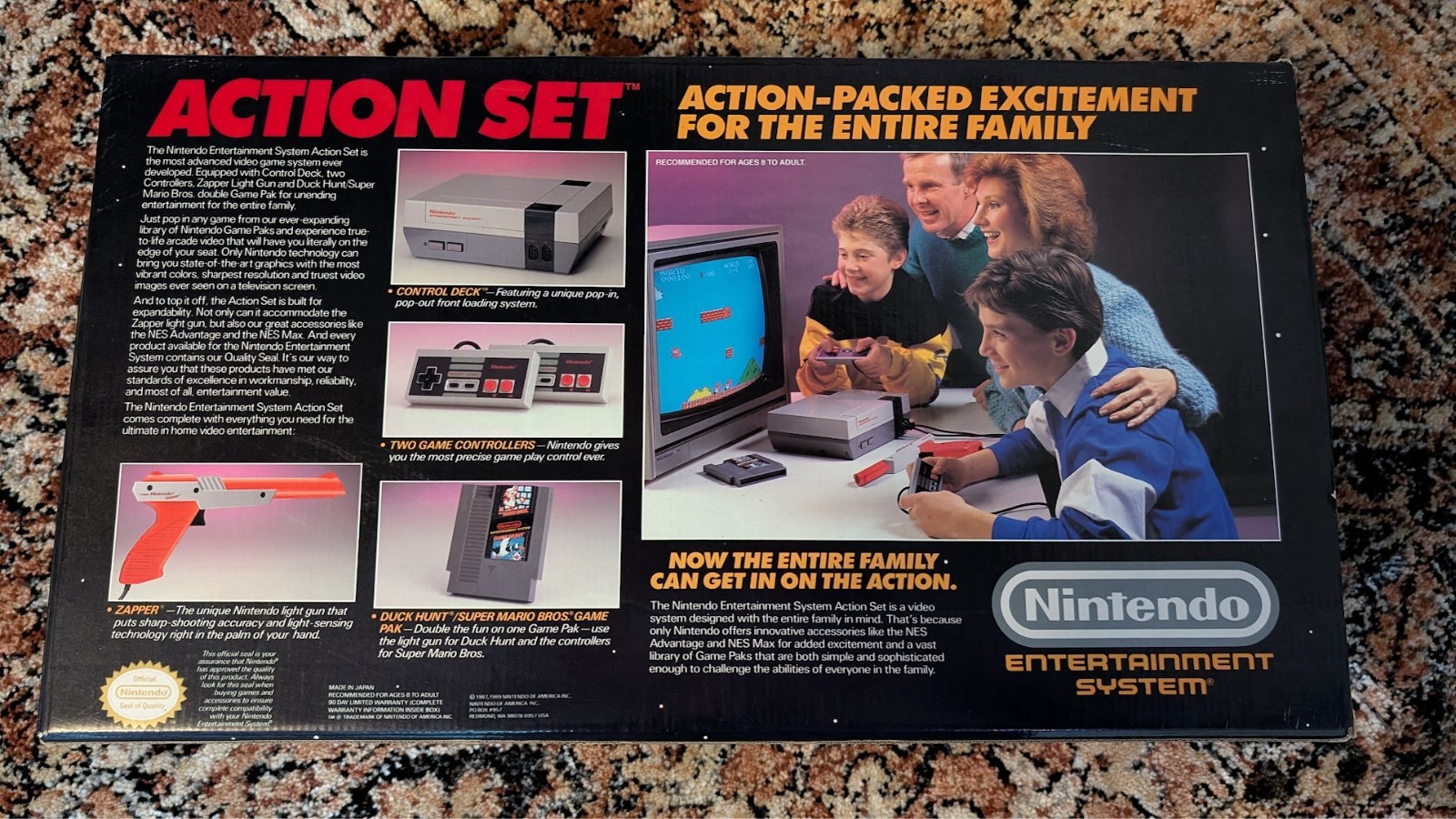 Nintendo NES Action Set Console Complete In Box Mario/Duck Hunt MINT Free Ship!