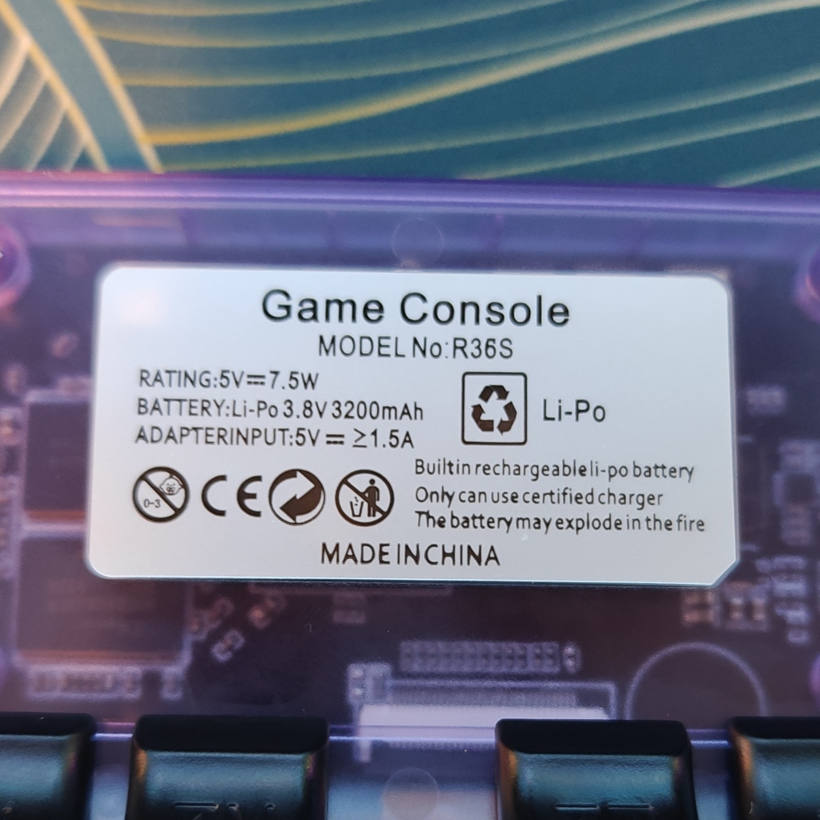R36S Purple Transparent Handheld System Wi-Fi USB-C Headphone TONS OF GAMES