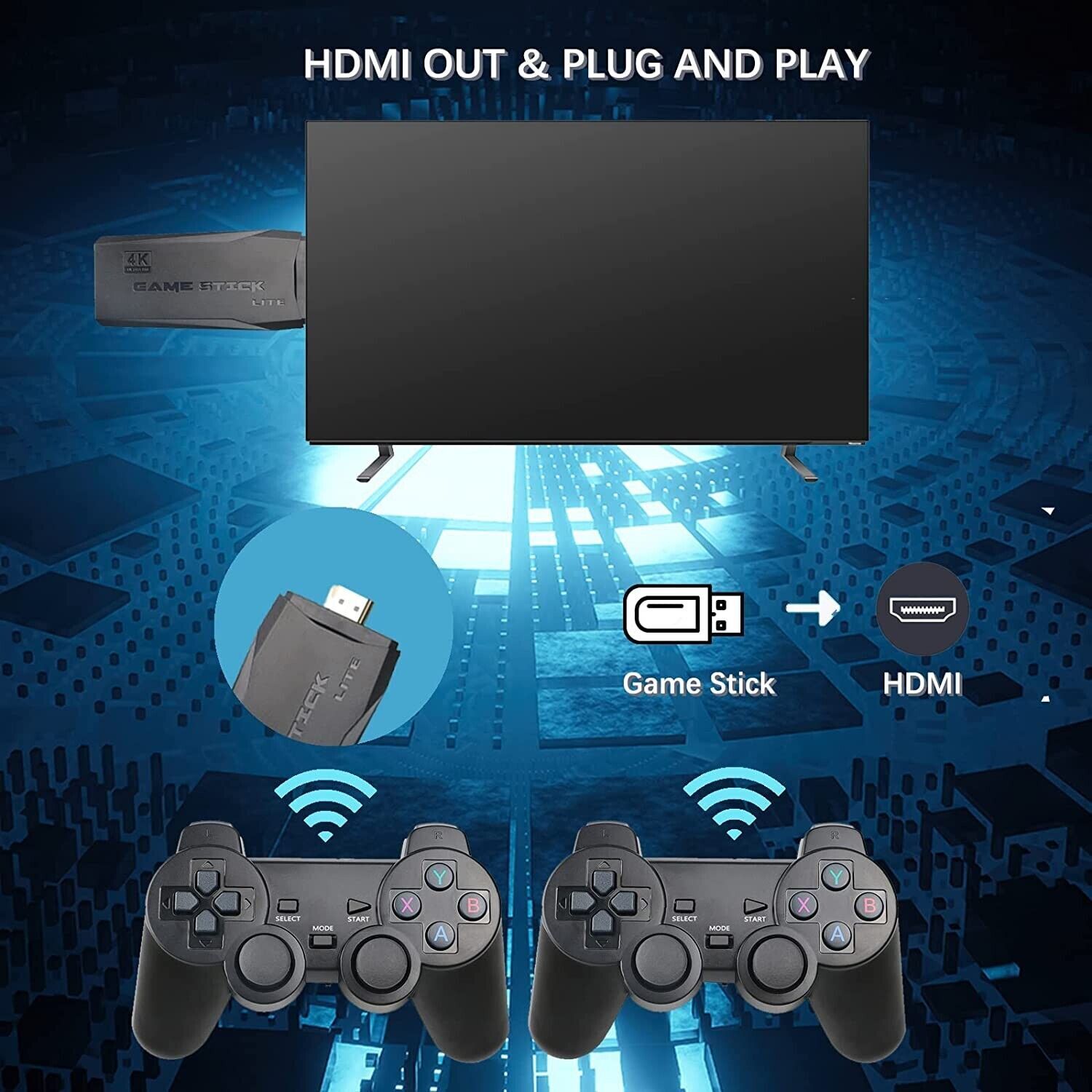 M8 Super Game Emulator U-Box Built-in 10000+ Classic Video Games w/ 2 Joystic