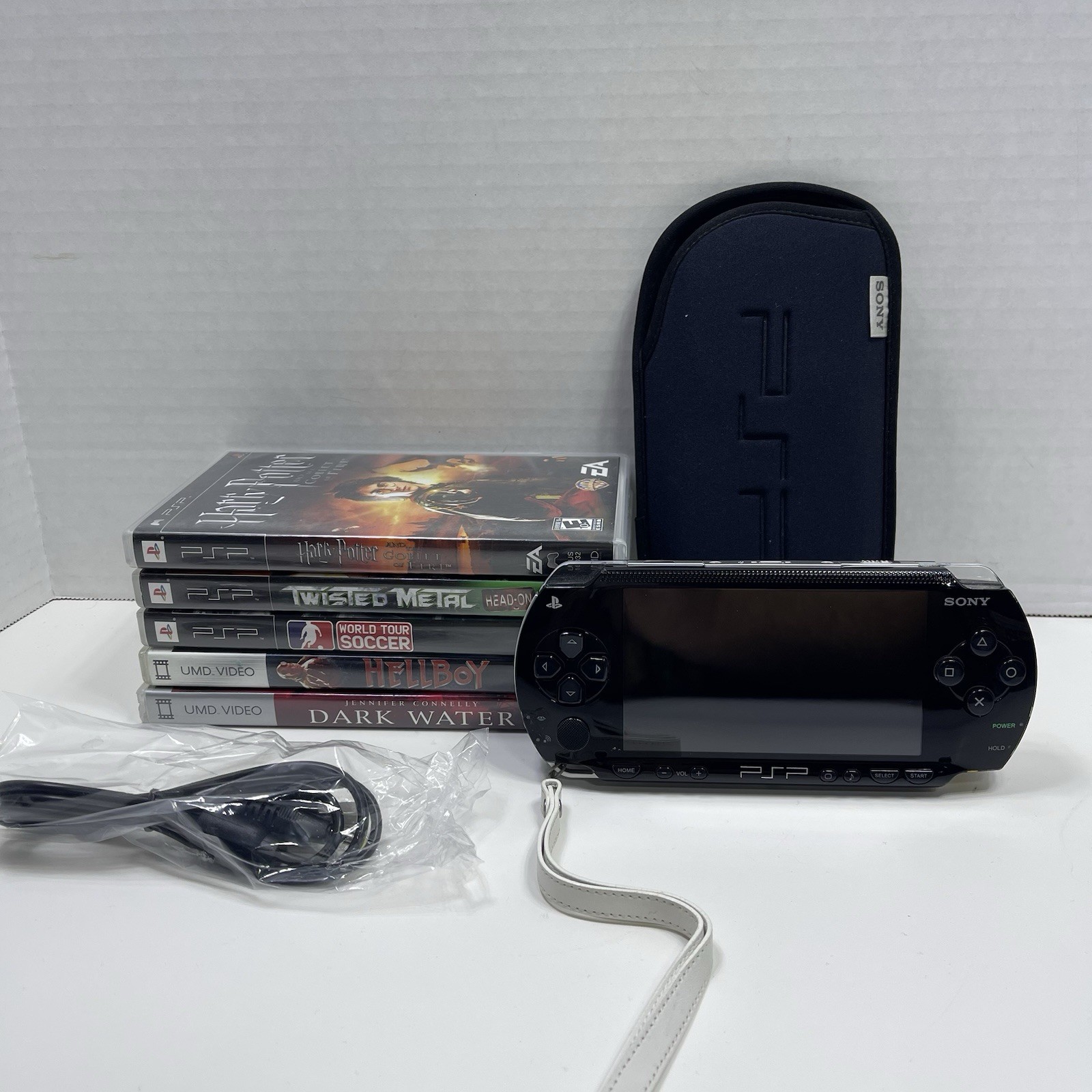 Sony PSP-1001 Lot Black Handheld Console W/ Games Memory Stick Charger & Manual